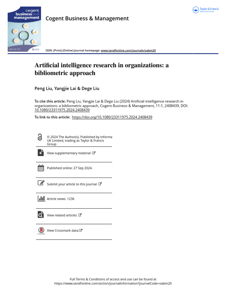 AI Research in Organizations: A Bibliometric Analysis | PDF ...