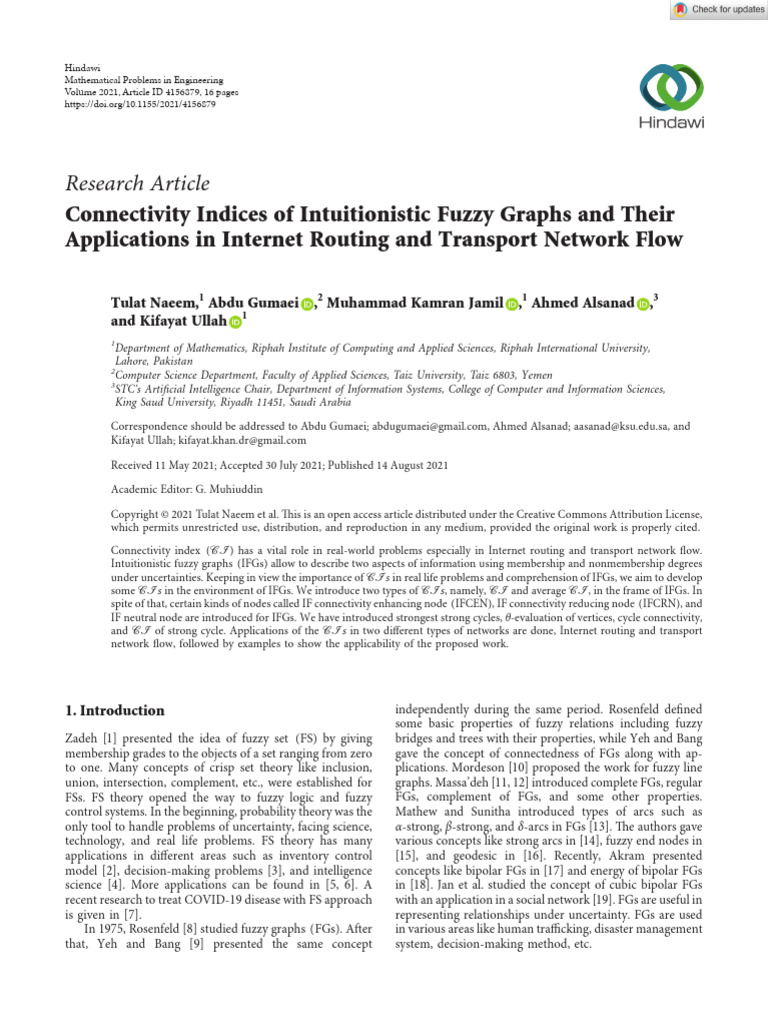 Intuitionistic Fuzzy Graphs in Network Flow | PDF | Fuzzy Logic