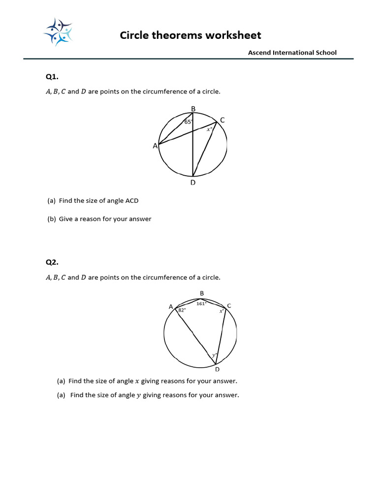 Circle Theorems Worksheet for IGCSE | PDF | Circle | Trigonometry