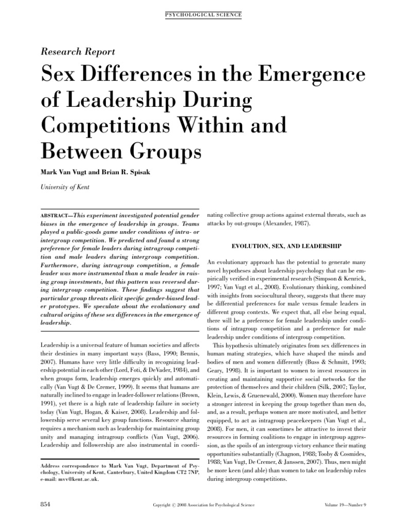 Gender Bias in Leadership Emergence | PDF | Sex Differences In Humans ...