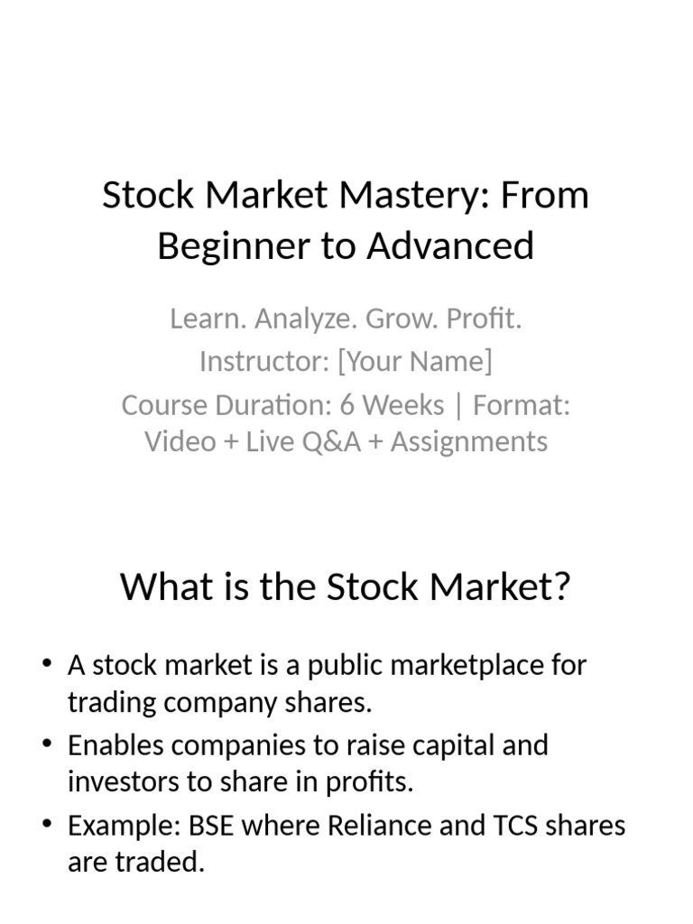 Stock Market Mastery Course Pdf