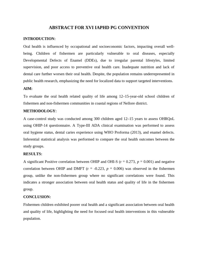 Abstract-Xvi Iaphd PG Convention | PDF