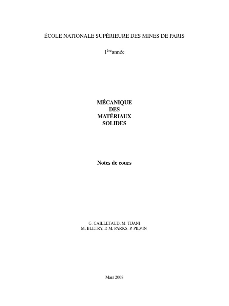 Mécanique De Solide - 