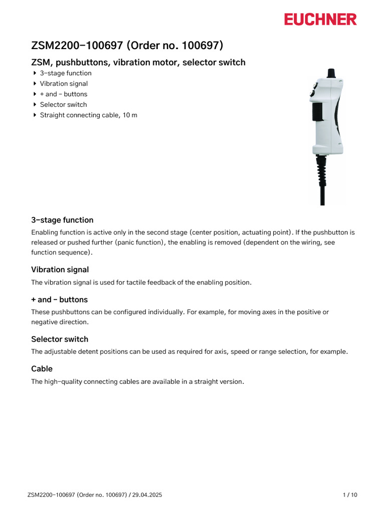 Euchner 100697 | PDF | Switch | Electrical Connector