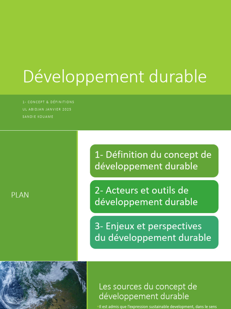 Développement Durable : Concepts et Enjeux | PDF | Développement ...