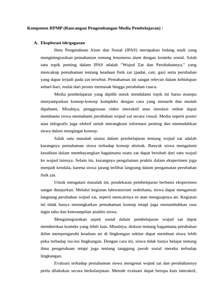 Media Pembelajaran Wujud Zat IPAS Kelas 4 | PDF