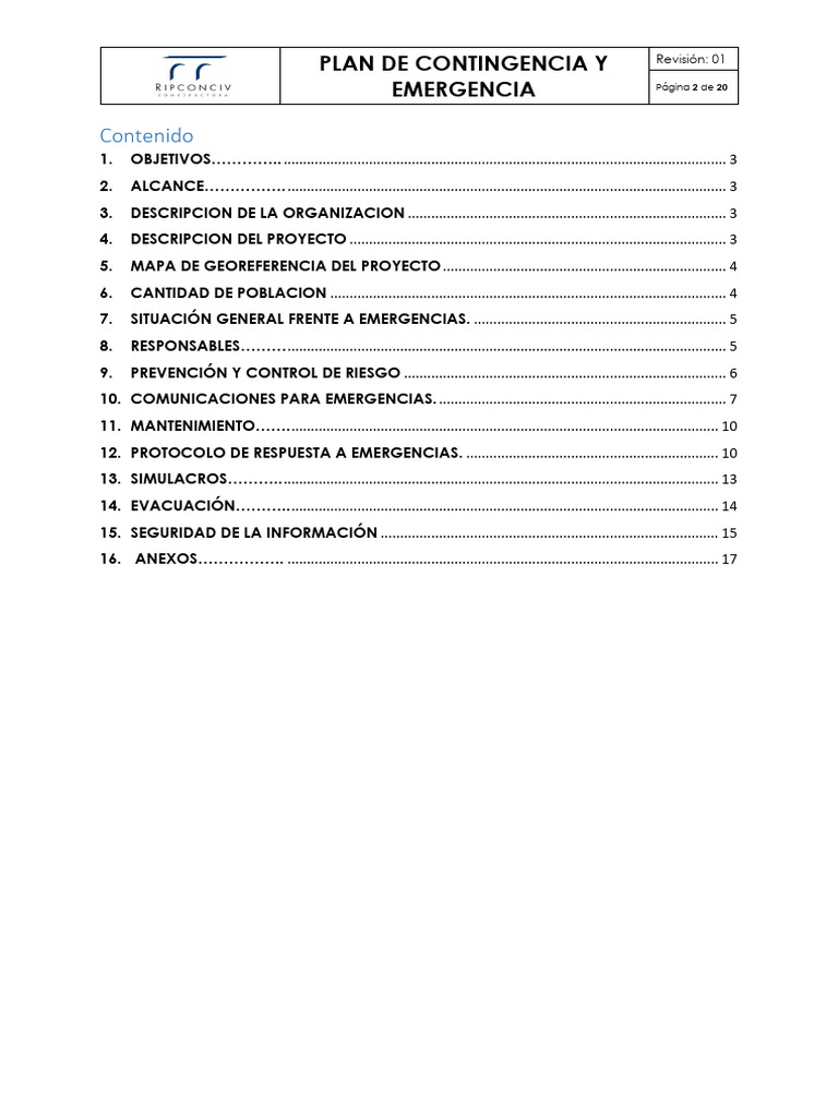 Plan de Emergencia Contingencia-2-20 | PDF | Primeros auxilios | Temblores