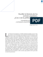 Escribir la historia de los sectores populares, con o sin la política incluida