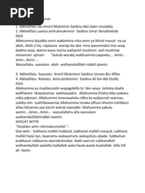 Doa Pembacaan Sholat Tarawih