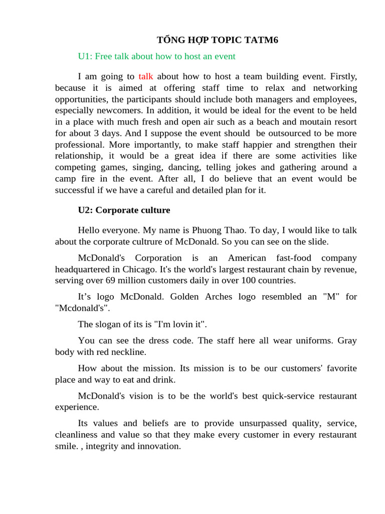 T NG H P Topic Tatm6 | PDF | Negotiation | Debit Card