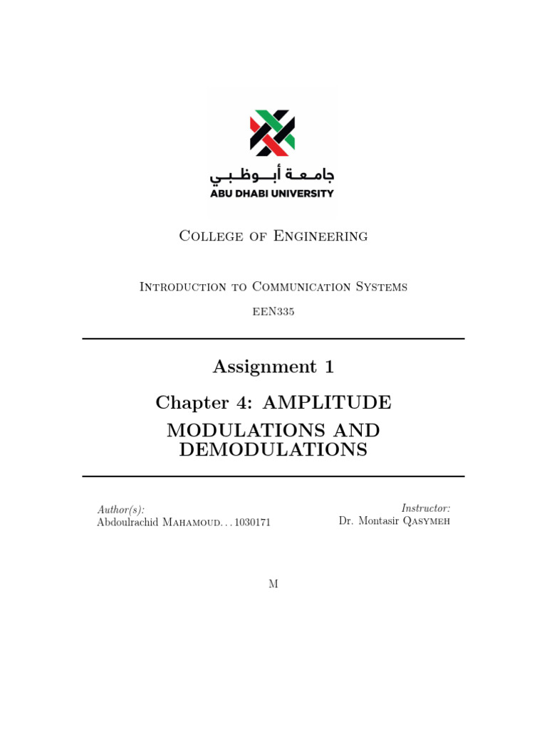 Data Communications Assignment 1 | PDF | Detector (Radio) | Modulation