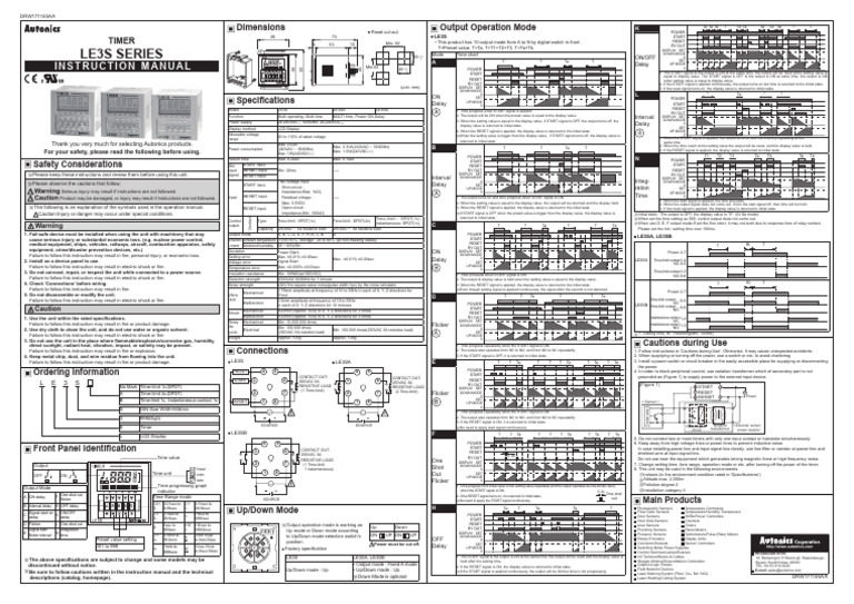 LE3S Series Timer Instruction Manual | PDF | Switch | Relay