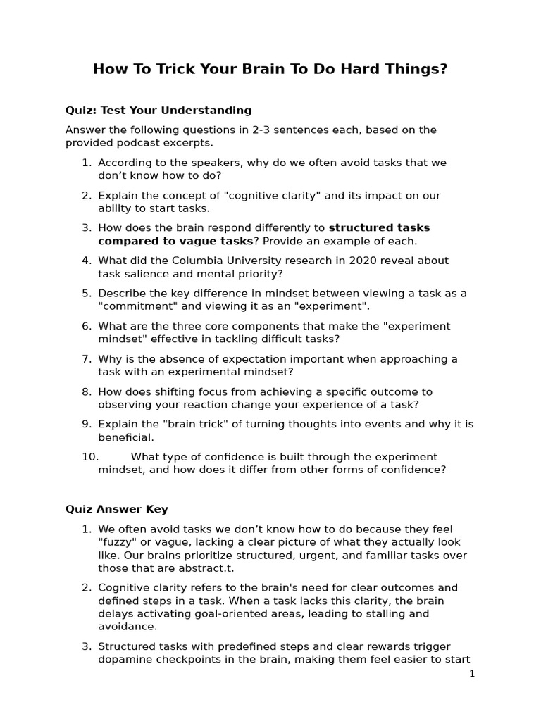 Brain Tricks for Tackling Hard Tasks | PDF | Mindset | Motivational