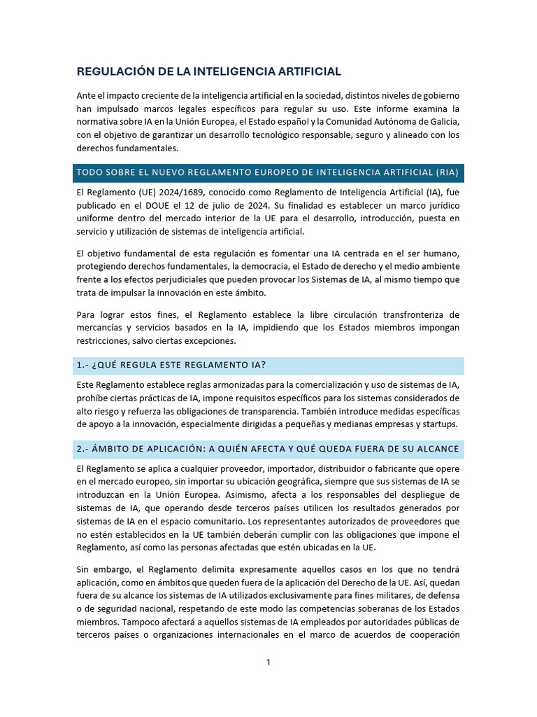 Regulación de la Inteligencia Artificial en la UE | PDF | Inteligencia ...
