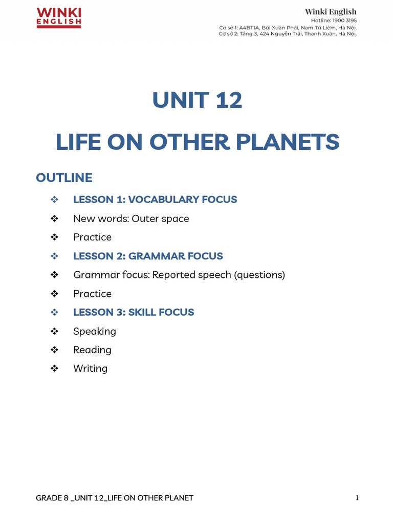Life on Other Planets: Grade 8 Unit 12 | PDF | Moon | Planets
