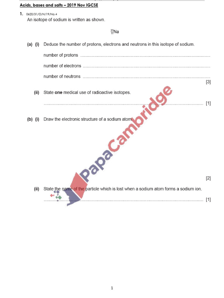 2019N Acids Bases and Salts IGCSE Stru | PDF