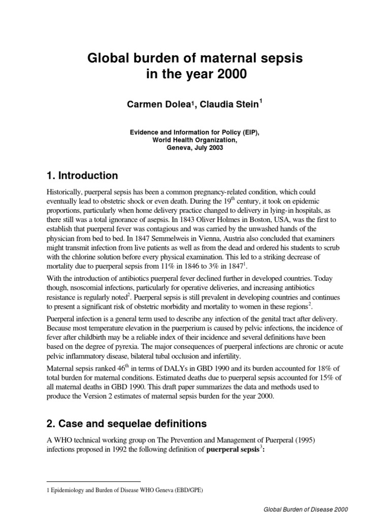 Bod Maternal Sepsis | PDF