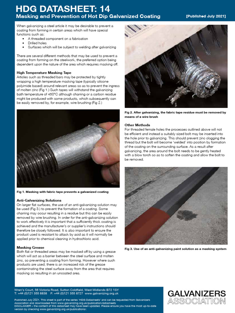 Masking Techniques for Galvanizing | PDF | Screw | Galvanization