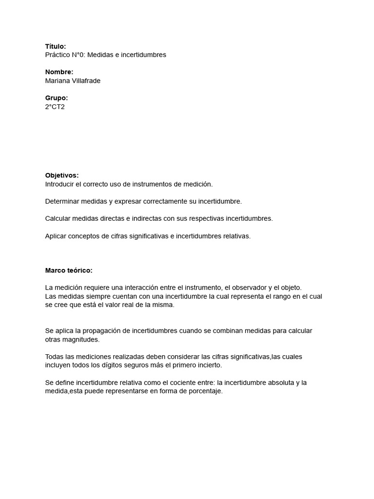 Medidas e Incertidumbres en Física | PDF | Medición | Incertidumbre