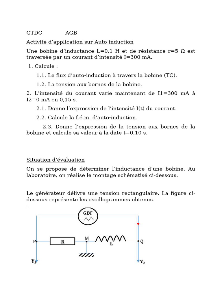 Calculs d'auto-induction et inductance | PDF