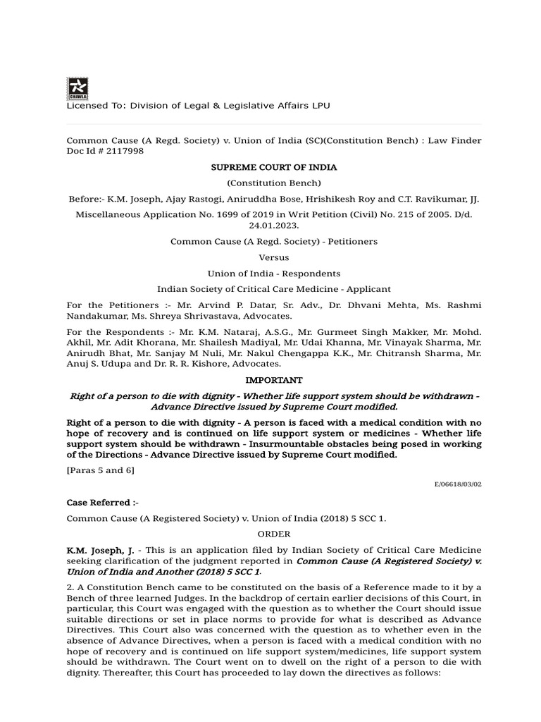 Die With Dignity Guidelines Modified | PDF | Medicine | Terminal Illness