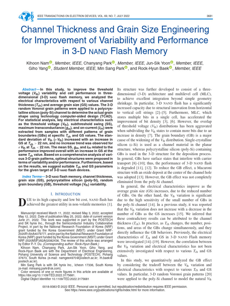 Channel Thickness and Grain Size in 3D NAND | PDF | Flash Memory ...