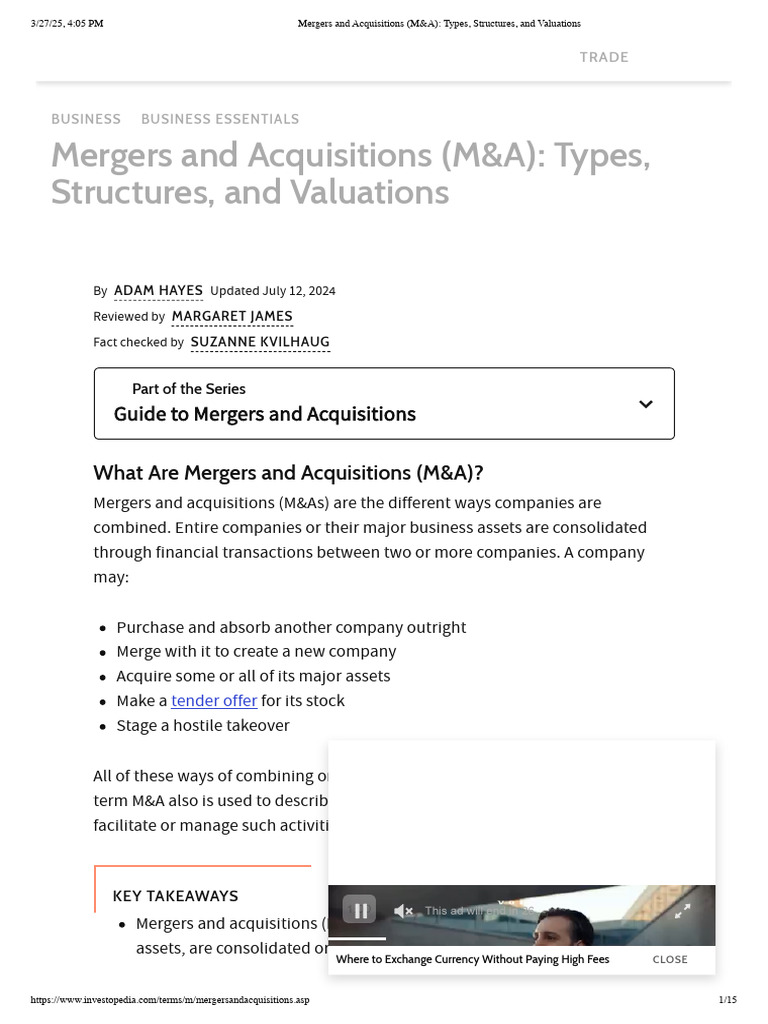 M&A Types and Structures Explained | PDF | Mergers And Acquisitions ...