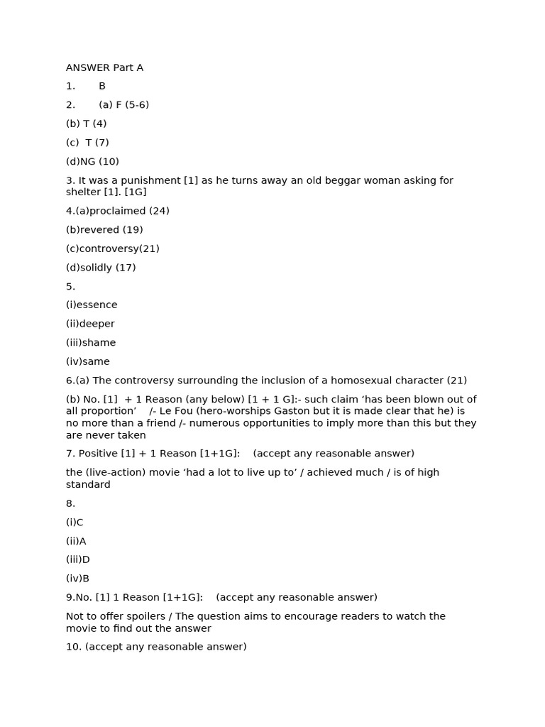 ANSWER Part A | PDF