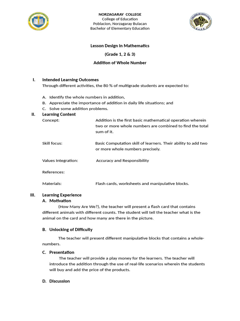 Lesson Plan For Multi Grade Class | PDF | Learning | Teachers