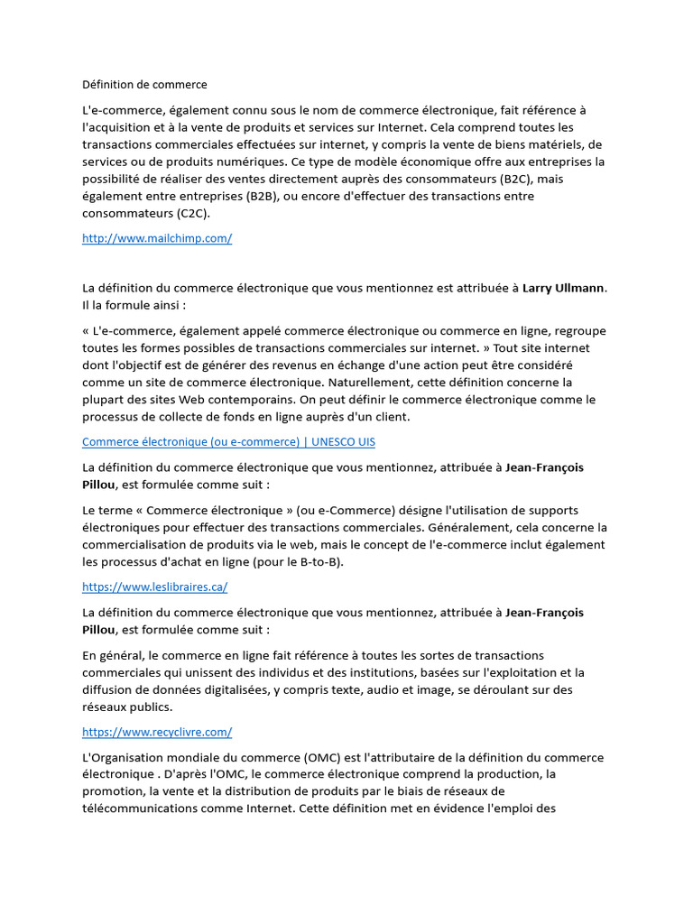 Définition du commerce électronique | PDF | Commerce électronique ...