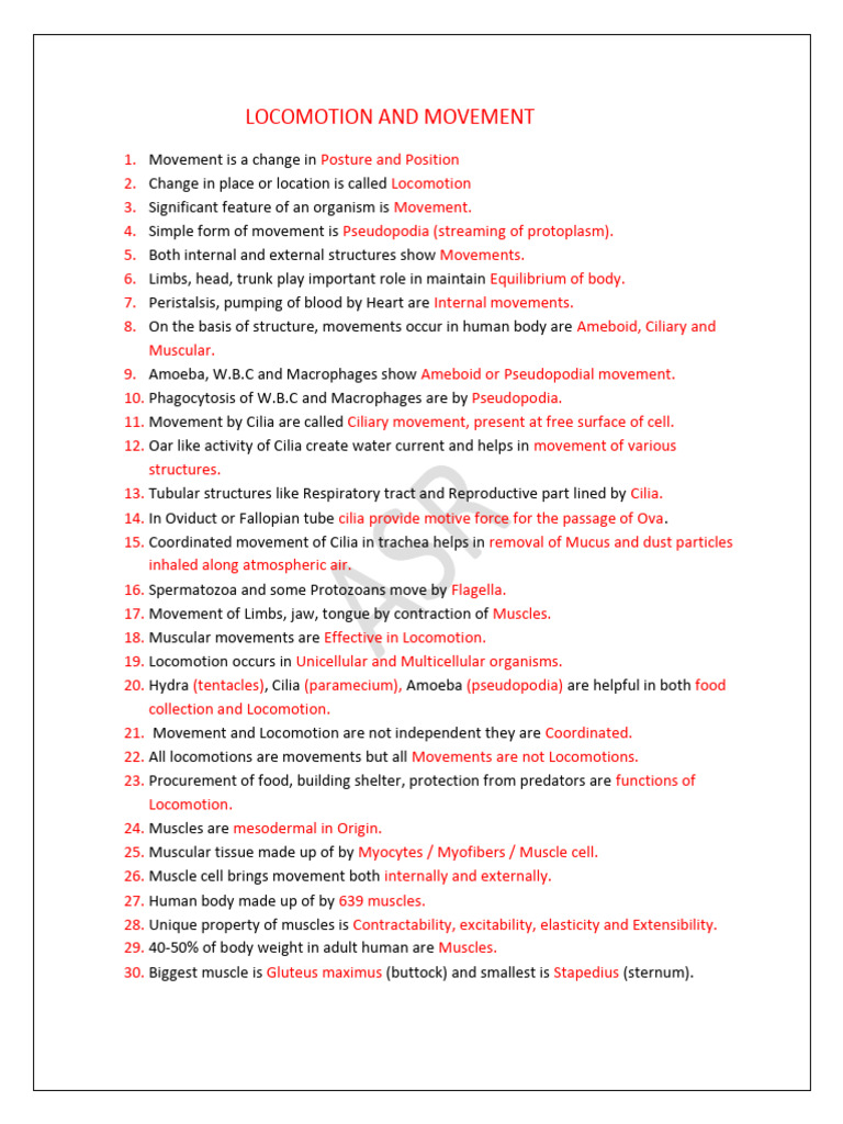 Locomotion and Movement Ncert Bit Form | PDF | Muscle Contraction | Muscle