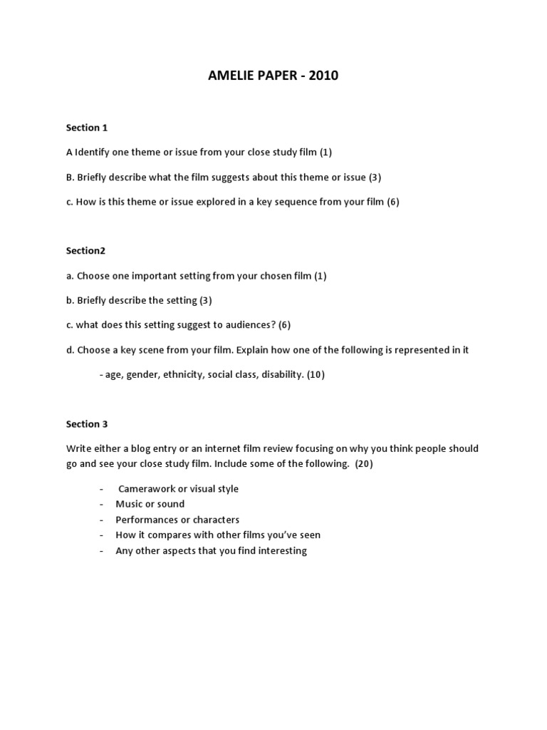 Amelie Paper 2010 | PDF