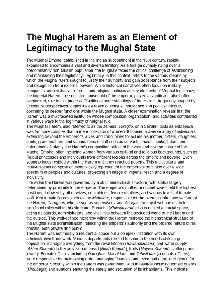 The Mughal Harem: Legitimacy and Power | PDF | Harem | Mughal Empire