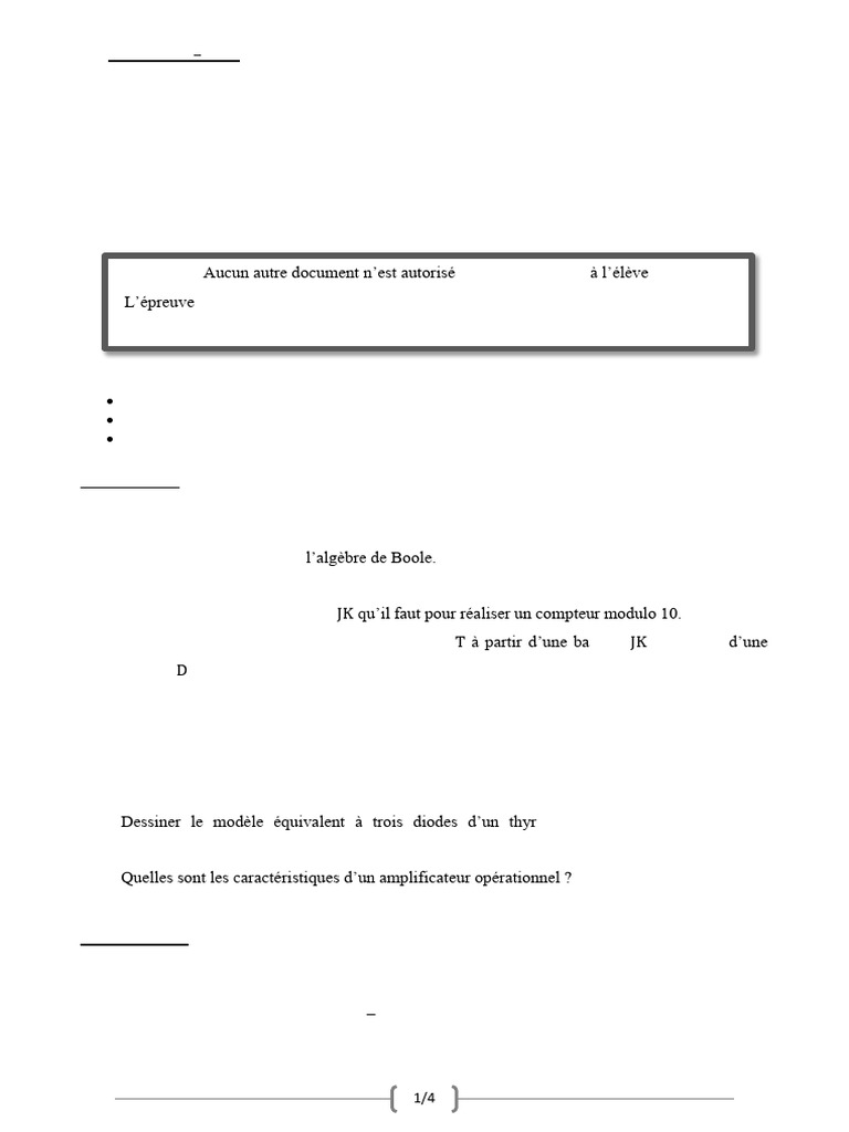 Épreuve de circuits électroniques PF3 2025 | PDF | Amplificateur ...