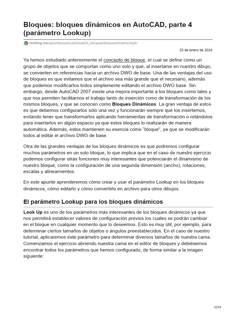 Parámetro Lookup en Bloques Dinámicos | PDF | Cad automático
