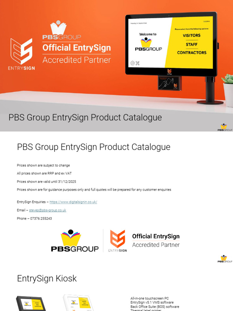 EntrySign Product Catalogue Overview | PDF | Radio Frequency ...