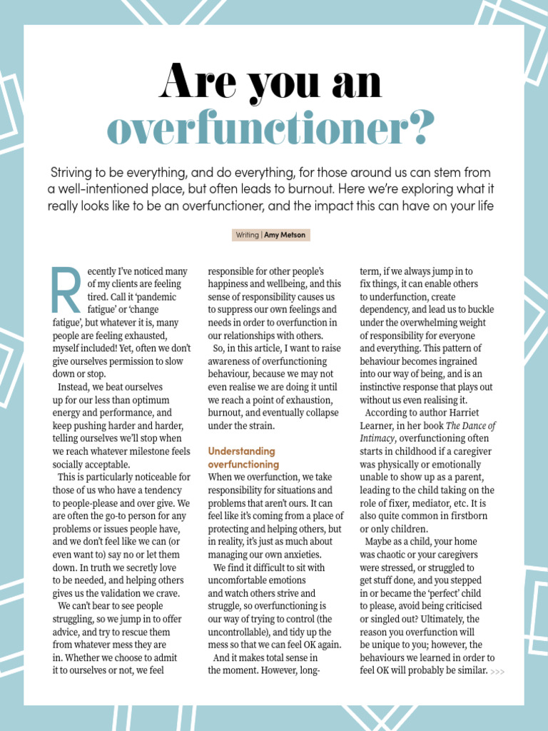 Understanding Overfunctioning Behavior | PDF | Psychology | Behavioural ...