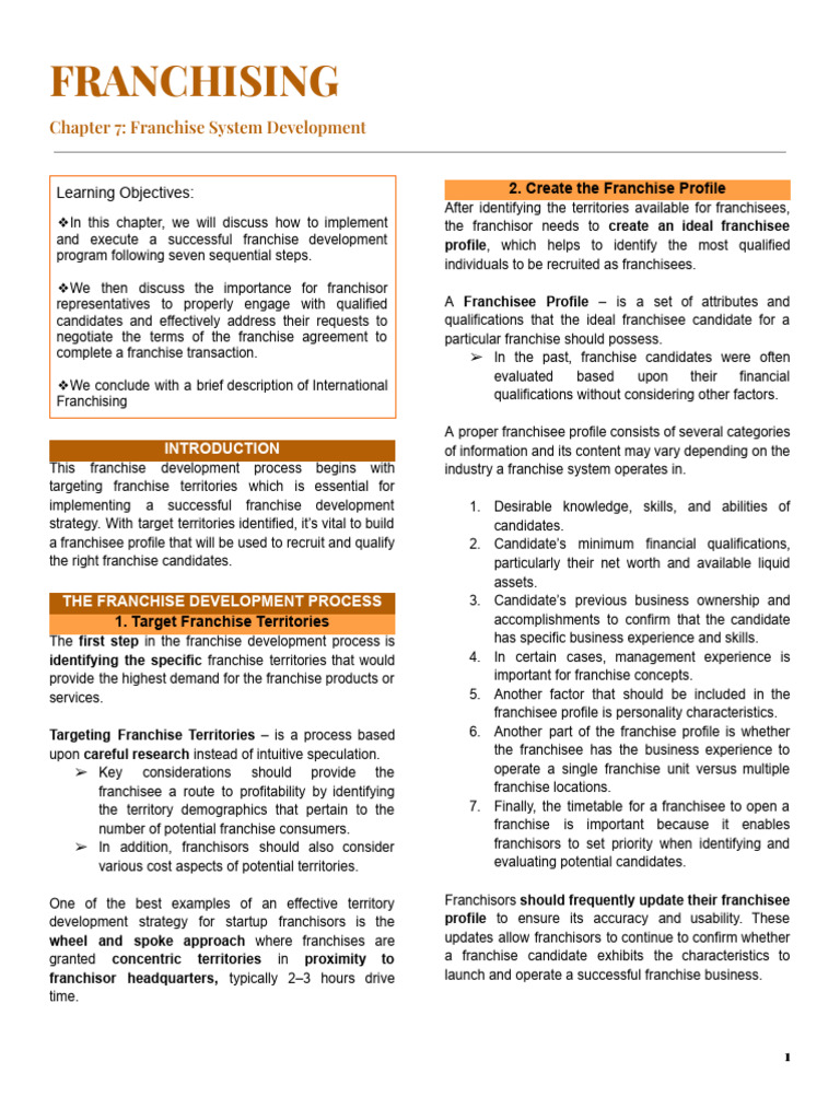 Franchising Process Overview | PDF | Franchising | Business