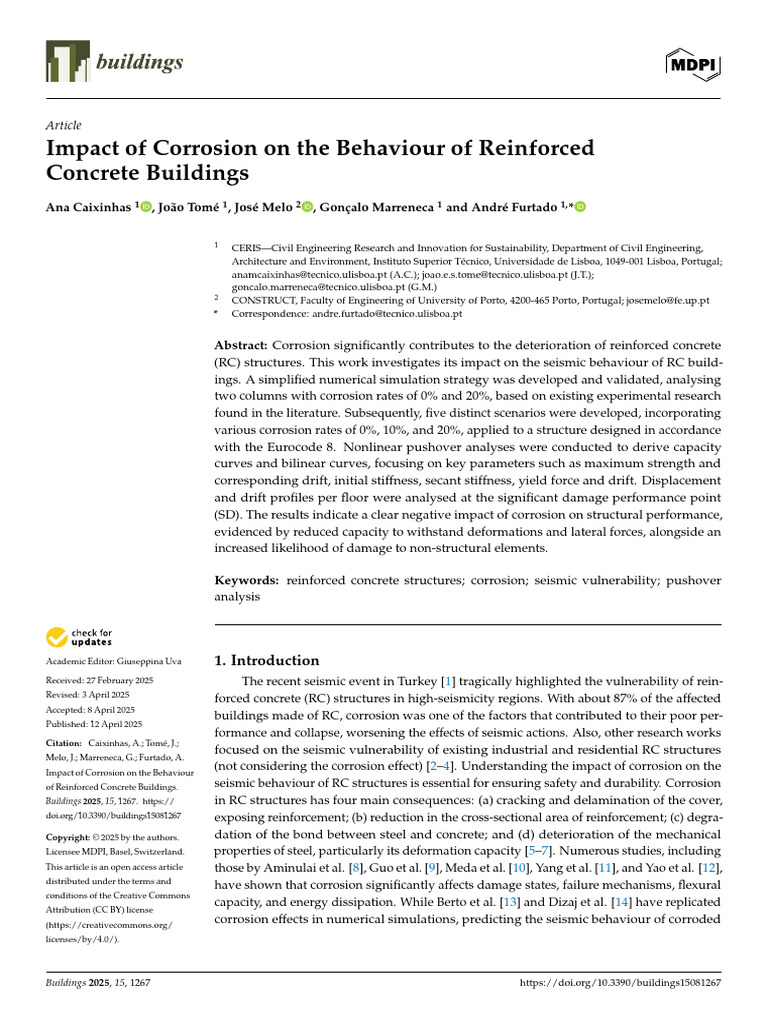 Corrosion Effects on Seismic Behavior of RC Buildings | PDF | Strength ...