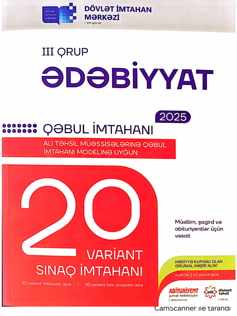 Ədəbiyyat III Qrup-Blok 20 Sınaq-1 | PDF