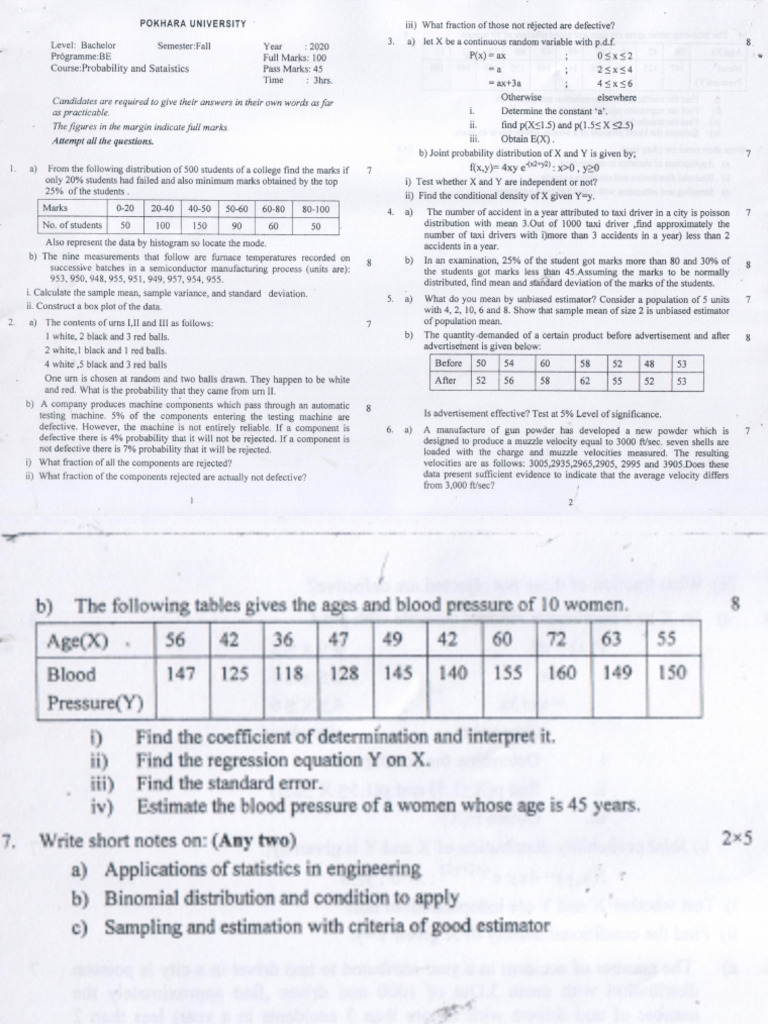 Probability and Statistics-20 Fall | PDF