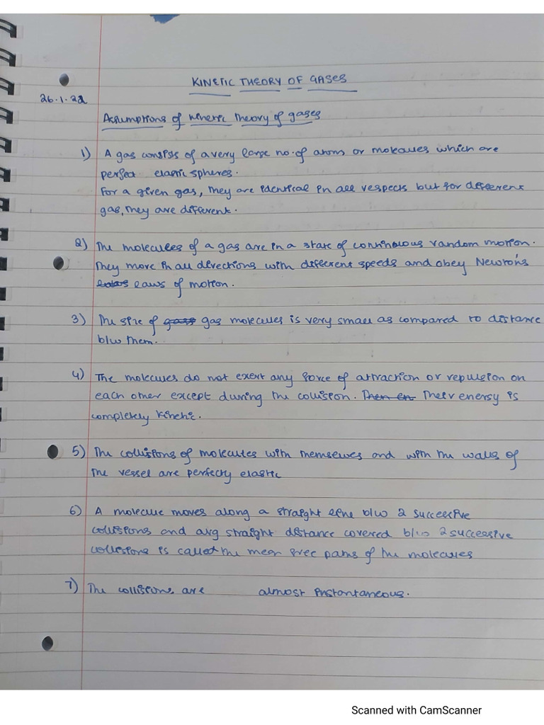 Kinetic Theory Chapter Notes | PDF