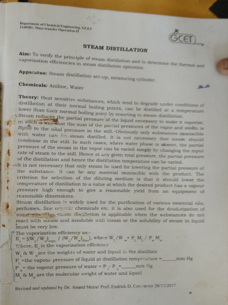 Steam Distillation | PDF