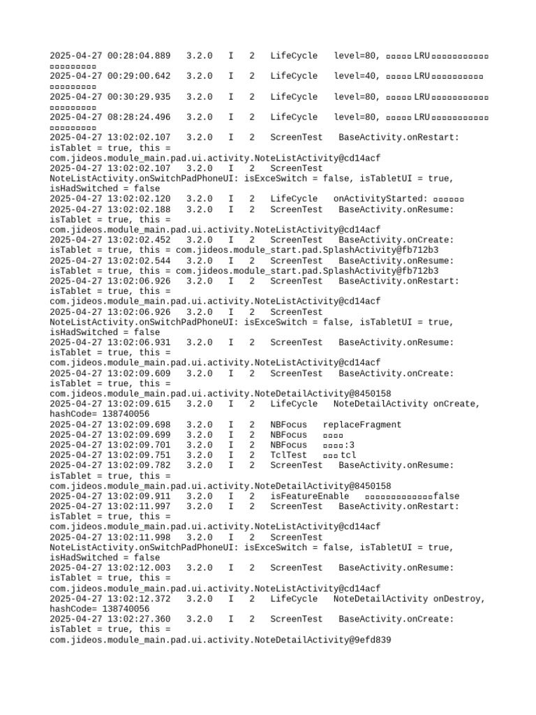 LifeCycle and ScreenTest Logs Analysis | PDF