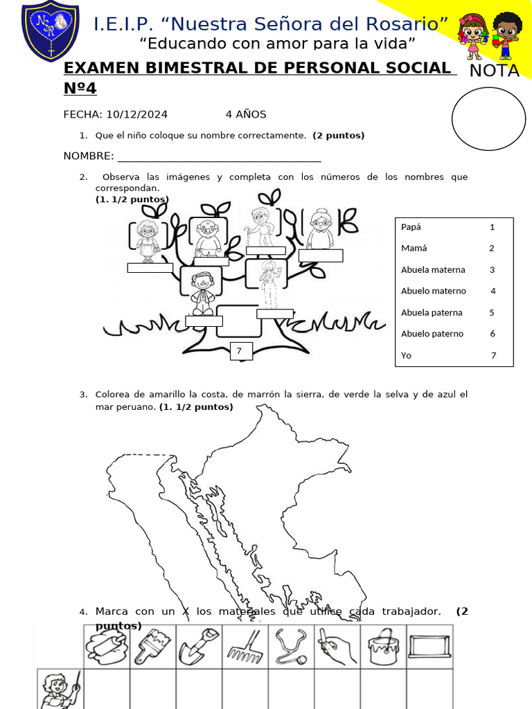 Examen Bimestral de Personal Social | PDF