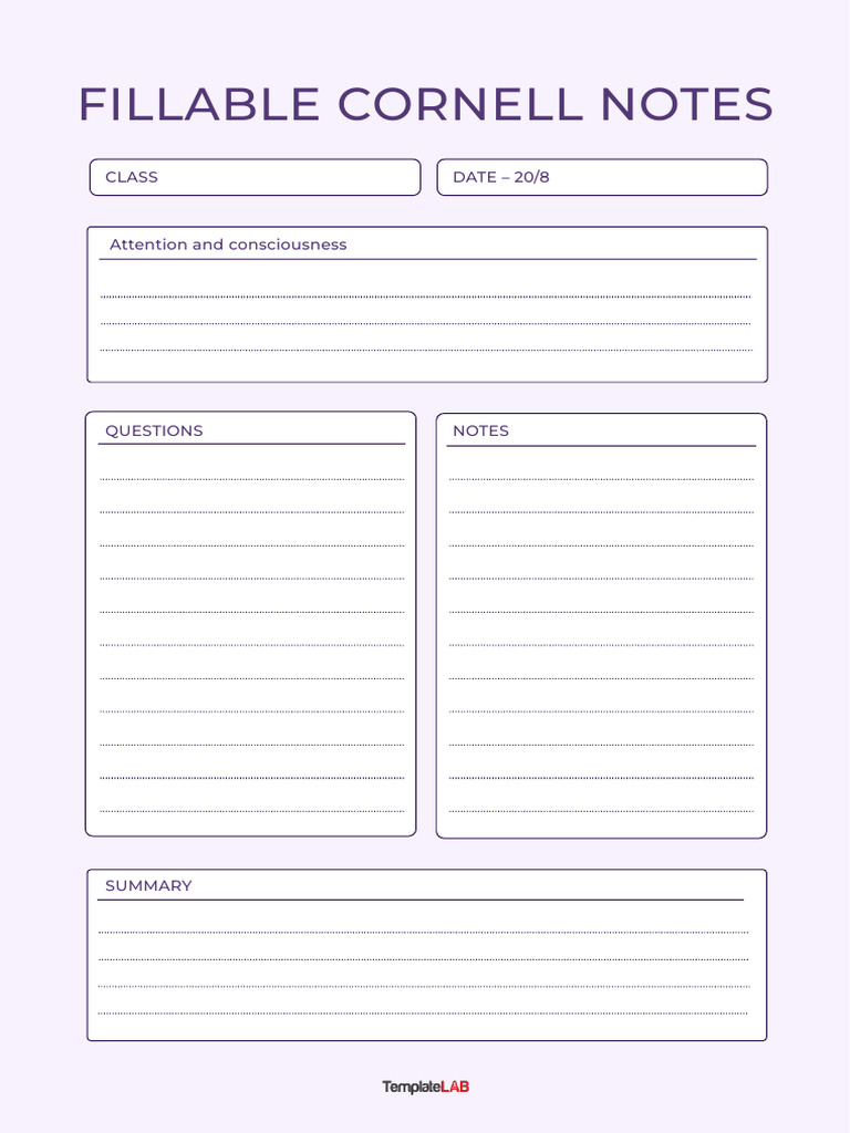 Fillable Cornell Notes Template | PDF