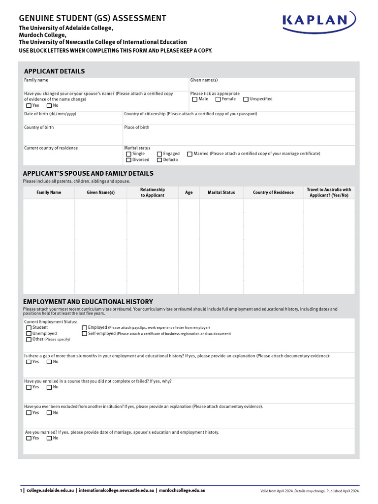 Genuine Student Assessment Form | PDF | Travel Visa