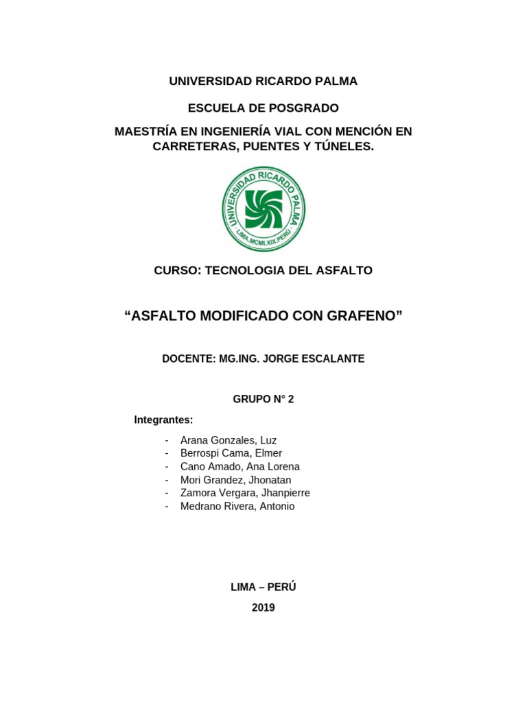 Asfalto Modificado con Grafeno: Innovación Vial | PDF | Grafeno ...
