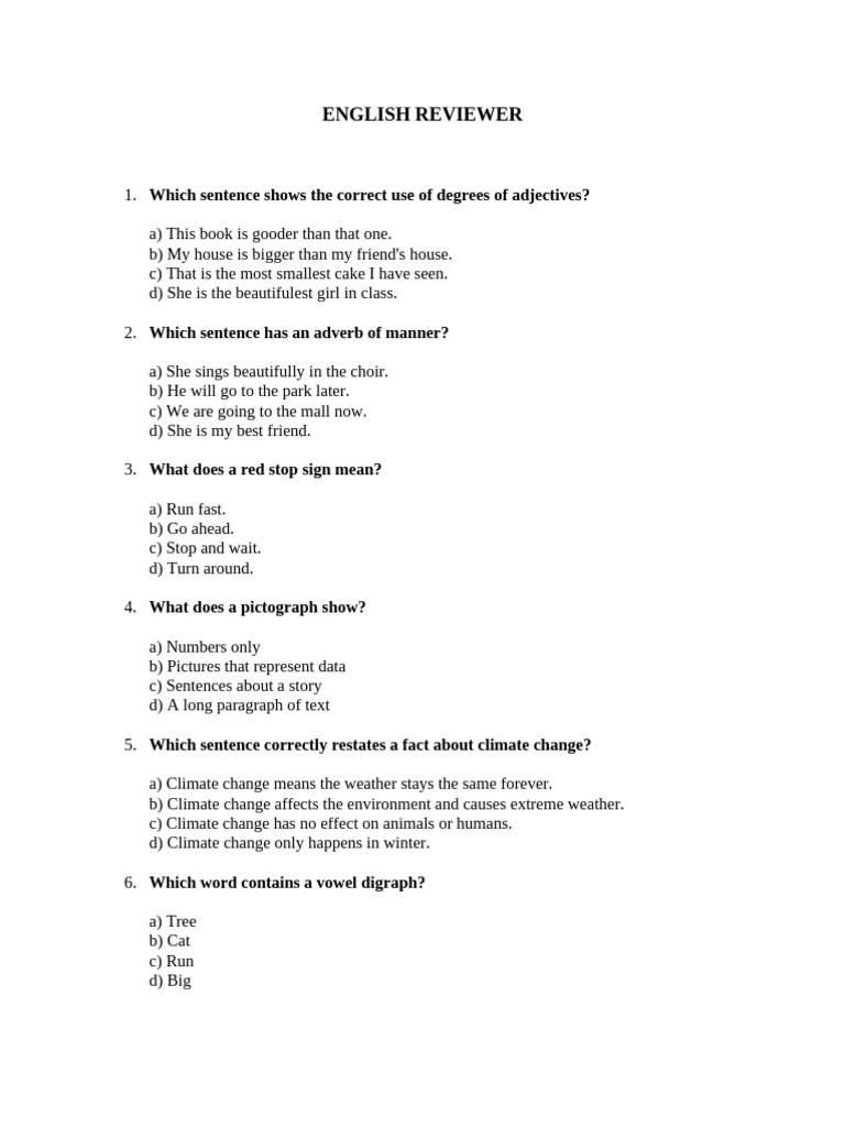 Grade 3 - English Reviewer Q4 | PDF