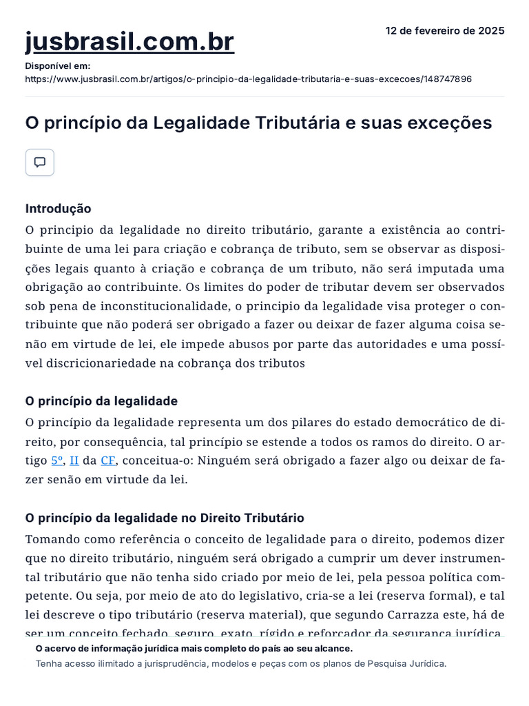 Exceções à Legalidade Tributária | PDF | Constituição | Emenda ...